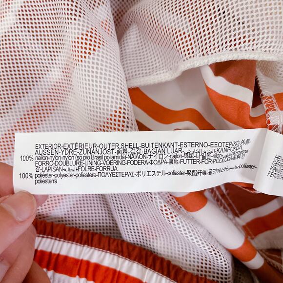 Zara Elastic Waist Pull On Striped Swim Trunks Board Shorts Orange size XL NWT - Picture 7 of 9